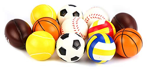 DERAYEE 12 Pieces Soft Sponge Foam Sport Balls Indoor Outdoor Mini Sports Balls Set for Kids