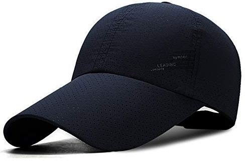 YEKEYI Casquette de baseball de plein air à séchage rapide avec visière longue, chapeaux UPF 50+ pour hommes et femmes, bleu marine, Taille unique