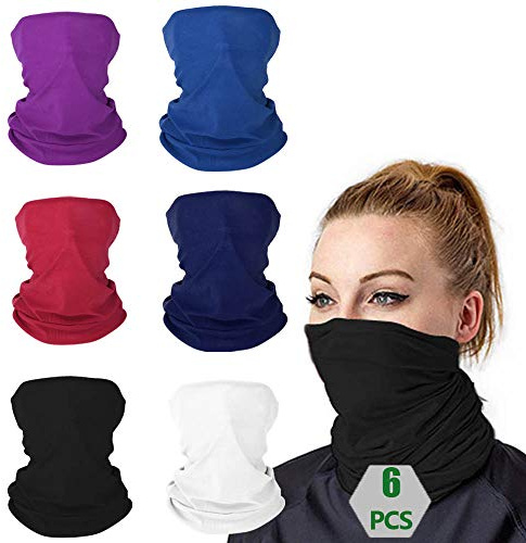 Ansiktsskydd 6-pack, unisex multifunktionell huvudbonad halsdamask, sömlös hals scarf bandana ansikte scarf - andningsbar cykling motorcykel balaklava halsduk hals tub ansiktsskydd för män kvinnor,
