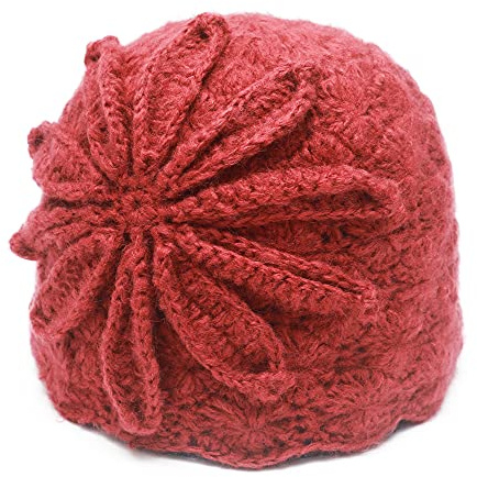 ZLYC Damen Winter Vintage Wolle Strickmützen Beanie Bowler Hut | Gehäkeltes Blumen Leicht und Warm