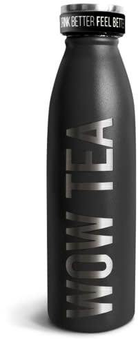 WOW TEA Tee Thermoskanne mit Infuser | Edelstahl | BPA frei | Hält 12 Stunden heiß oder 24 Stunden kalt | Wiederverwendbare auslaufsichere Tee Thermoskanne | Umweltfreundlich | 500ml Kapazität (Black)