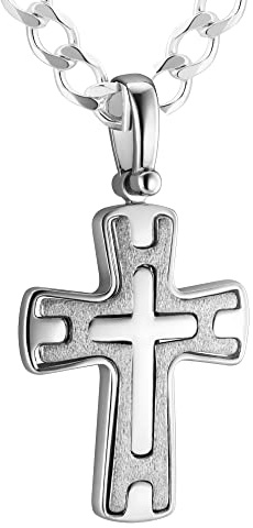 STERLL Herren Kette Sterling-Silber 925 Kreuz-Anhänger aus Silber 925 Nachhaltige Verpackung Die Besten Männer Geschenke