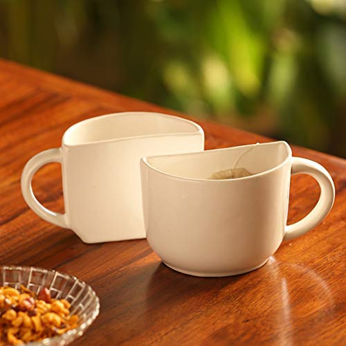 Frienemy Presents Halbe Keramische Teetassen Sperma Kaffeetassen, 130Ml, Set Von 2, Weiß #Frienemy-028