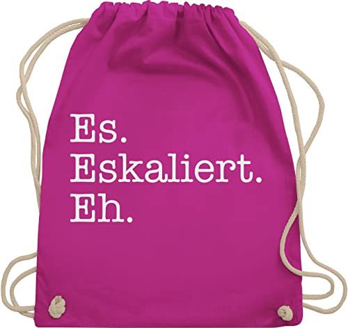 Turnbeutel Rucksack - Party & Alkohol Damen - Es eskaliert eh - Unisize - Fuchsia - sportbeutel trinken saufrucksack sauf malle beutel festivalrucksack trinkgeschenke alki spruch stoffrucksack