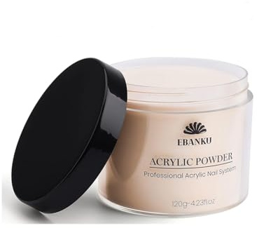 EBANKU Nude Acrylpulver, 120 g/4,23 Unzen Acrylpulver Professionelles Acrylnagelpulver mit großer Kapazität für Nagelacrylverlängerung, Nagelschnitzen, langlebig, keine Nagellampe erforderlich