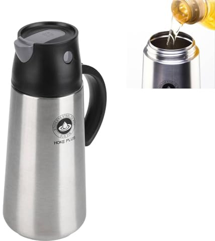 Dispenser di olio 25oz 750ML Bottiglia di olio Dispenser di olio d'oliva in acciaio inossidabile Contenitore decanter per cucina Cottura al forno(Nero)