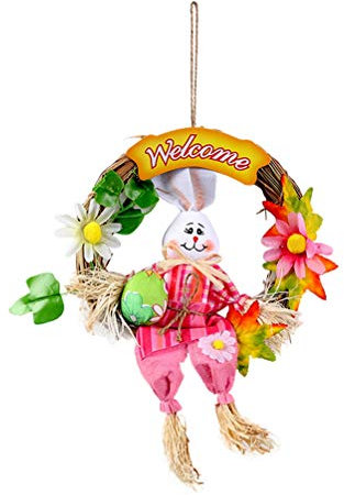 PRETYZOOM Osterei Hase Kranz Gastgeschenke Für Ostern Blütenkranz Osterdeko Blumenkranz Türkranz Dekokranz Ostern Türkranz Frühling Kranz Ostereier Kranz Requisiten Tier Bambus Kind