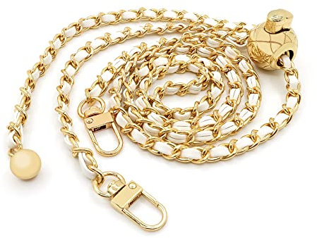 Spldsun Taschenkette, Kette Trageriemen, Handtaschen Kette, Taschenkette Leder, Verstellbare, Drehbare Schnalle, DIY für Handtasche, Umhängetasche, Geldbörse, Crossbody Bag (Weiß)