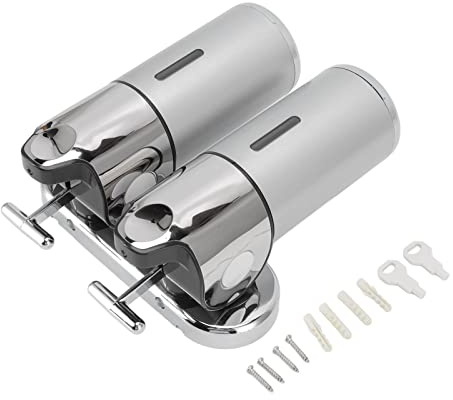 LANTRO JS Distributeur de savon double pompe – Facile à remplir, montage mural, capacité de 1000 ml pour salle de bain et hôtel