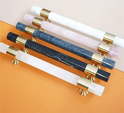 Marmor, Kristall, Messing, T-Bar, Schrankgriff und Knöpfe, Küchenschrank, Türgriffe, Möbelgriff, Kommode, Knauf, Hardware, 1 Stück (Color : Knob-WhiteCrystal-BZ)