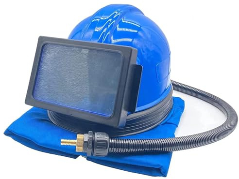 Sauerstoffversorgung Sandstrahl-Schutzhelm, quadratisch, Glassteg, Sandstrahlhelm mit Schulterschutz, Sandstrahlhaube, Schutzhaube