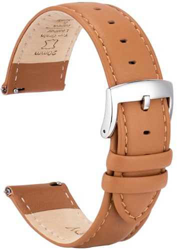 OTTOODY Leder Uhrenarmband 16mm-22mm mit Schnellverschluss für Damen und Herren - Hochwertige Ersatz Armband für Uhr & Smartwatch