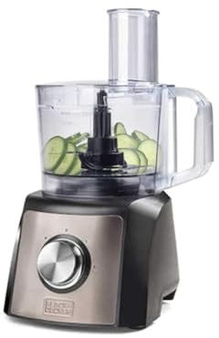 Robot da Cucina Multifunzione con 2 Velocità e Funzione Turbo - con 8 Accessori, 1.5L, 1200W, in Acciaio Inox, 25x28x45cm, Grigio