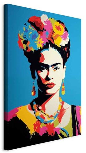 murando - Akustikbild Frida Kahlo 80x120 cm Bilder Akustikschaum Schallschutz Wand Deko Kunst Akustikpaneele Wandpaneele Schalldämmung Wandbild XXL 1 tlg - Auf blauem Hintergrund h-H-10056-b-a
