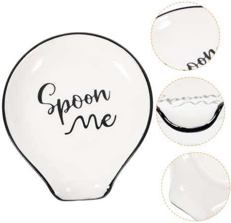 Soporte de Cuchara de Cerámica Beige para Mesa y Cocina