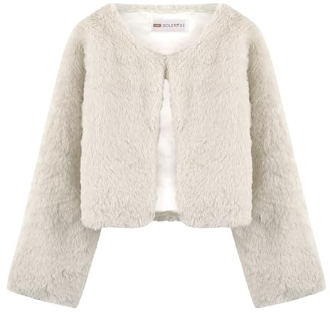 Bolerose niñas Cómodo Piel sintética Niños niñas Bolero Capa Hombros Chaqueta Abrigo (Beige, 3-4 Años)