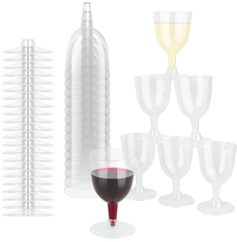 BEYGIH 30 Stück Plastik Weingläser, 170ml Transparent, Mehrweg Cocktailgläser aus Hartplastik für Hochzeiten, Geburtstage & Outdoor Partys