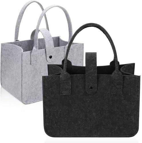 NVGVUP 2 Stück Filztasche Einkaufstasche, Faltbar Filztaschen Shopper, Filz Henkeltasche, Filz Tragetasche zur Einkaufen, Reisen, Arbeit, Picknick(30 x 20 x 18cm)
