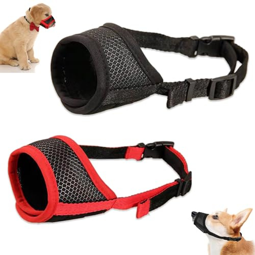 JSTHHTT 2 Stück Maulkorb Für Hunde, Verstellbare Schlaufe, Atmungsaktiv, Schneller Sitz Für Kleine, Mittelgroße Hunde, Verhindert Das Beißen, Kauen Und Bellen