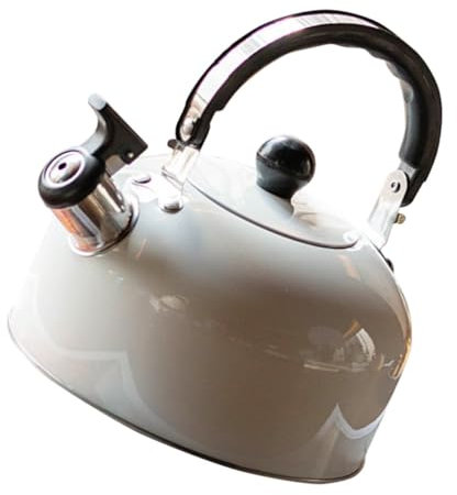 Ciieeo Bouilloire Sifflante Acier Inoxydable Blanche Pour Cuisinière Induction Gaz Électrique Poignée Ergonomique Anti-brûlure Chauffage Rapide Et Uniformisé Pour Thé Et Café Domestique