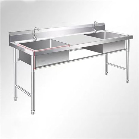 Standwaschbecken Waschtrog,Standing Single Bowl Küchenspüle, Freistehend Spüle Mit Abnehmbaren Wasserhahn,für Gastronomie, Wäsche, Garten,Garage,Außen Und Innen(Size:175*60*80 cm,Color:Double Bowl)