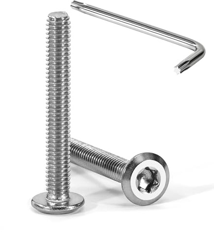 Tunejoy Viti a Testa Piatta Torx M4 x 30 mm Vite a Testa Esagonale Bulloni in Acciaio Inox A2 V2A Bulloni per Mobili con Chiavi a T20 Filettatura Completa 20 Pezzi