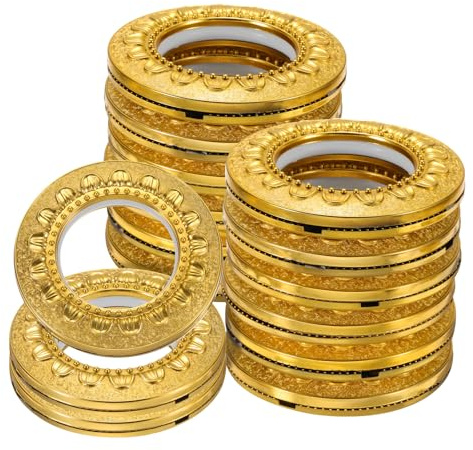 QUARKZMAN 16pz Occhielli per Tende, 1-5/7 (42 mm) ID Modello Pannelli Tende Finestre Anelli Occhielli Scorrevoli a Basso Rumore per Bastone Tende Casa, Oro Brillante