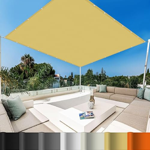 Vela Ombreggiante Quadrata 2.6 x 5 m Traspirante Rete Ombreggiante Protezione Solare per Balcone per Esterno, Giardino e Terrazza, Piscina, Giallo sabbia