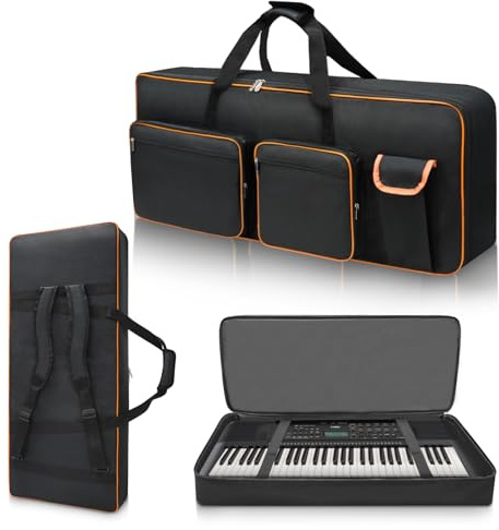 LIWSHWZ Keyboard-Tasche mit 61 Tasten, 10 mm Perl-Baumwolle, voll gepolsterte Tasche für Elektro-Piano-Tastatur, Gigbag mit Griffen, verstellbare Schultergurte, 102 x 41 x 13 cm, wasserdichte