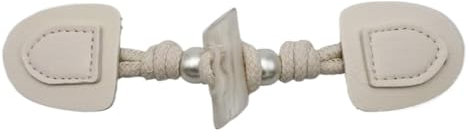 YKMYXZ Knebelknöpfe, 3 Paar 20 cm weiße Perlen-Lederknöpfe for Aufnähen von Knebelverschluss aus Leder for Mäntel, Strickjacken, Jacken(White)