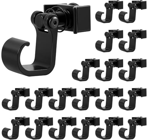 Eikuavons crochet de rail en L pour rails d'avion en aluminium, Lot de 20 rails d'arrimage crochet, base pivotante à 360 degrés Noir pour L-Tracks dans les camions, remorques, motos