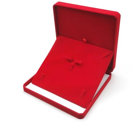 Whcctl Scatola Regalo in Velluto, Gioielli Donna, 19x19x3.7cm, Suddivisione Ragionata, Stabile e Durevole, Rosso Classico