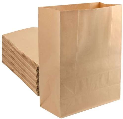 Papiertüten 20L- 100 Stück Müllbeutel aus Kraftpapier,70 g/m² | Papiertüten plastikfrei,Nassfest & Reißfest für Küchenabfälle,