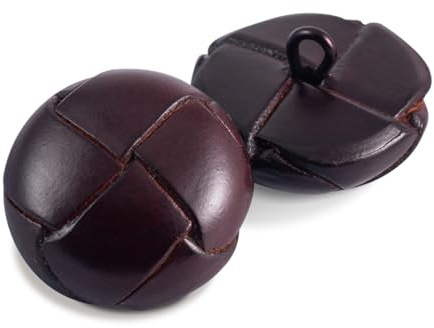 5 Stück Lederknopf Geflochten, Lederbezogene Knöpfe 15/18/20/23/25/28mm Lederknopf für Nähzubehör Sofa, Mäntel und Jacken (Braun, 25mm)