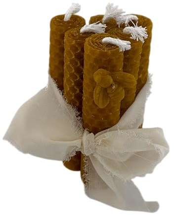 HOSTENATURA Velas Cera de Abeja Natural - Pack de 6 Velas de Miel 10x2cm