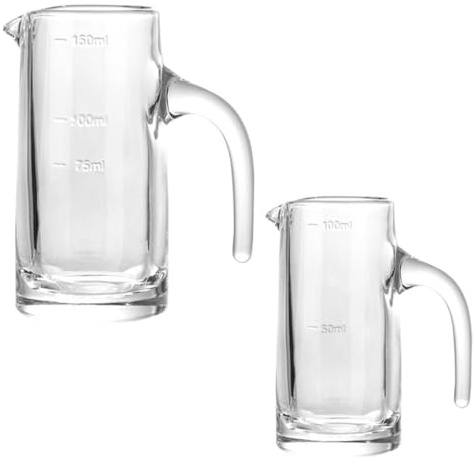 FOMIYES Misurini in Vetro 2 Pezzi 100ml+150ml Base Spessa e Beccuccio Inclinato per Versamento, Decanter per Vino e Liquori, per Feste, Riunioni Familiari e Bar