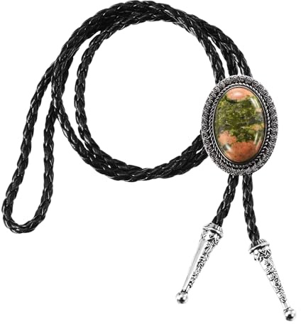 PATIKIL Bolo Tie Per Uomini, Cravatta Western In Pelle Cowboy Collana Bolo Tie In Agata Cravatta Con Corda In Pelle Bovina Per Donne Uomini Costume Accessori Vintage Tradizionali, Marmo