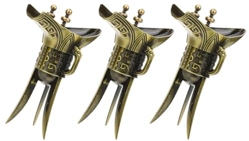 jojofuny Set 3 Bicchieri da Liquore Cinesi in Stile Antico, Tazze da Shot Decorative in Bronzo Vintage per Bevande e Ristorazione, per Regali e Uso Quotidiano in Casa e Ufficio