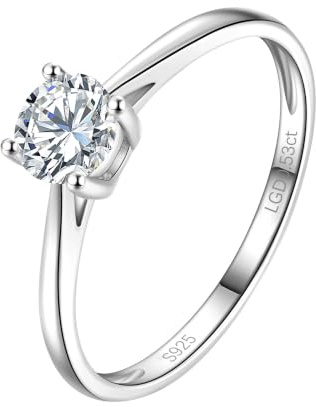 CRITI RORA 0.5-2 Carat Lab Grown Diamond Engagement Rings for Women, 14K Gold Plated Sterling Silver IGI Certificate Round Cut Diamond Solitaire Promise Wedding Band