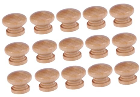 HYTROVE Pomello Rotondo in Legno per Mobili, 30 Pezzi con Viti | Forma Fungo Classica, per Cassettiera e Armadio, Installazione Semplice, Finitura Naturale
