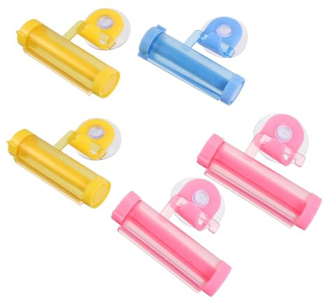 Abaodam Extrusor de Pasta de Dientes de Polipropileno con Ventosa, 5 Piezas, Dispensador Preciso para Tubos de Crema y Pasta Dental en Baño Color Aleatorio