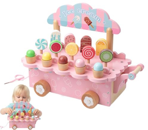 Compact Juego De, Helados Niños Carrito, de Madera Juego, Simbólico | Versatile Heladería De, Juego De Simulación, Supermercado Restaurante Cocina, Tienda Comestibles Picnic, Cump Office
