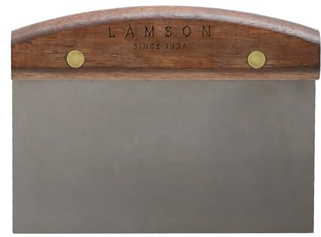 Lamson Kitchen Utensils - 3 x 6 Bench Scraper, High-Carbon Stainless Steel Dough Scraper, Ergonomic Riveted Walnut Handle, Handcrafted, Full-Tang Design, Built to Last