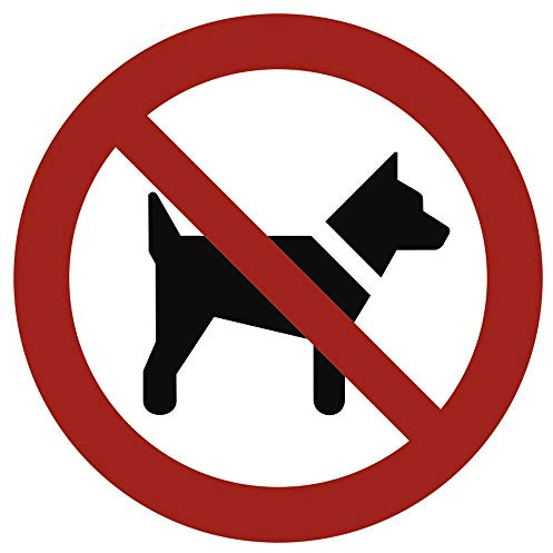 Schild Mitführen von Hunden verboten gemäß ASR A1.3 / DIN 7010 Alu 20 cm Ø (Hundeverbot, Verbotsschild) wetterfest