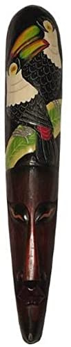 Wogeka Edle bemalte 75 cm Tukan Holz Wand Maske Tier Deko Handarbeit Schnitzerei Afrika Maske18