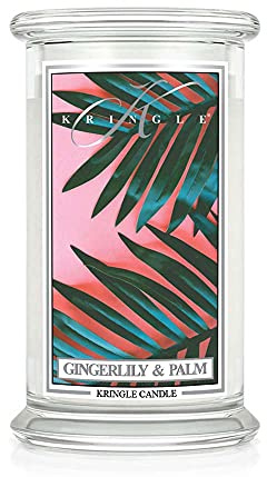 Kringle Candle Gingerlily & Palm - Candela profumata in barattolo di vetro, 22 oz