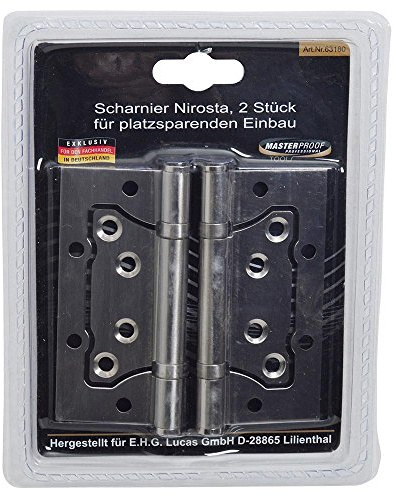 Master Proof cerniera in acciaio inox, per risparmiare spazio da incasso, 2 pezzi