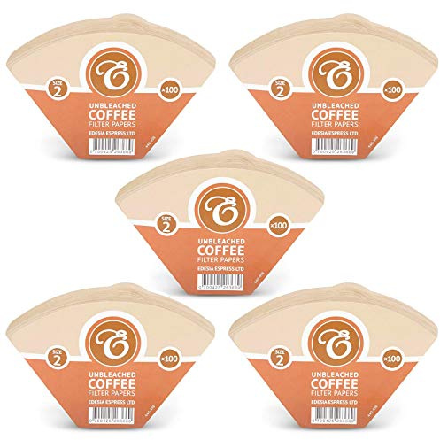 EDESIA ESPRESS – 500 Kegelförmige Kaffeefilter aus Papier – Kaffeefilter Nr.2 für Manuelle Kaffeemaschine, Pour-Over und Sanftes Brühen – Größe 2 Braun
