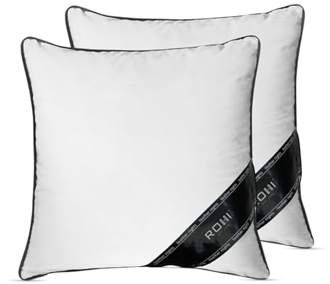 Rohi New Duck Feather Cushion Inserts - Non-Allergenic Feather Cushion Pads - Double Stitched Seams - 100% Natural Cotton Sofa Cushion with Duck Feather Filling (2, 20 x 20 | 50cm x 50cm)