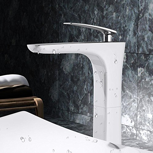 Durovin Bathrooms Luxurious Monobloc Tall Basin Mixer Tap - Counter Top Mount - Single Lever Handle - Ceramic & Chrome Plated Brass